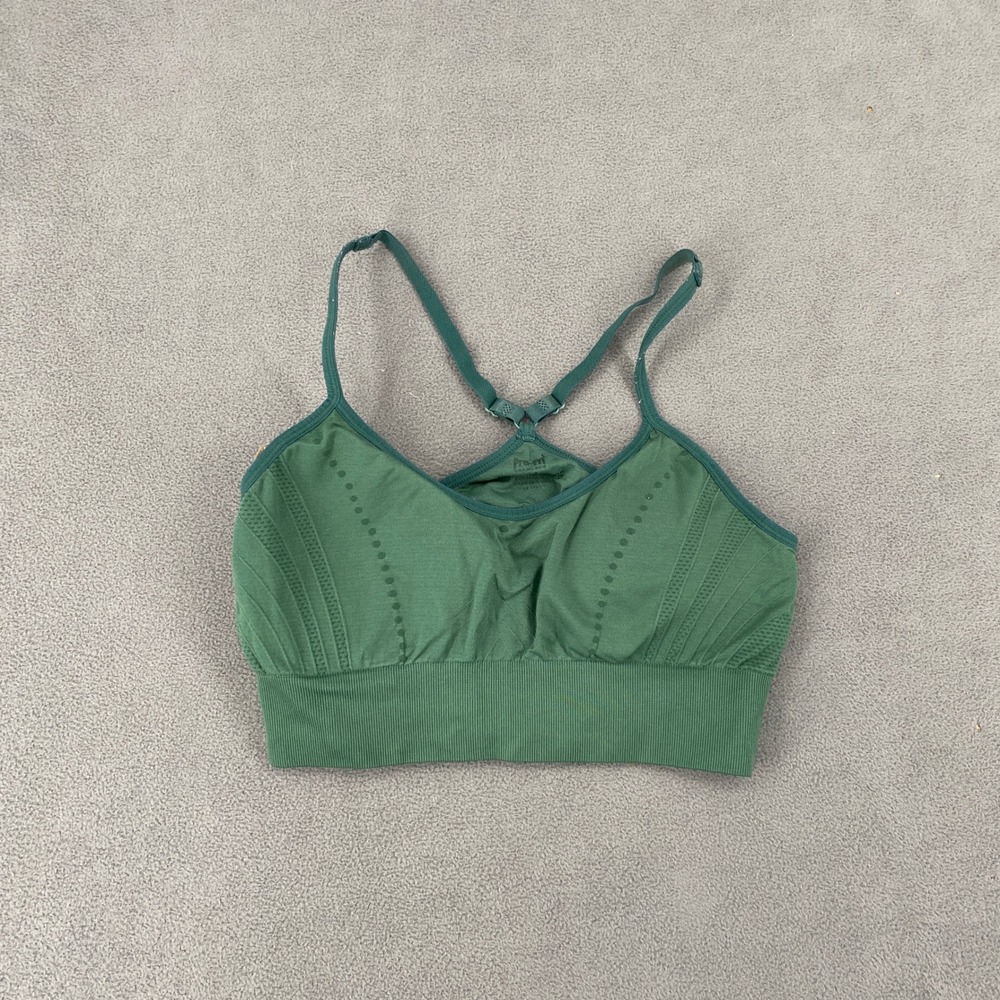 Pro-Fit Seamless Sports Bra Forest Green Adjustable Racerback Ribbed Hem M